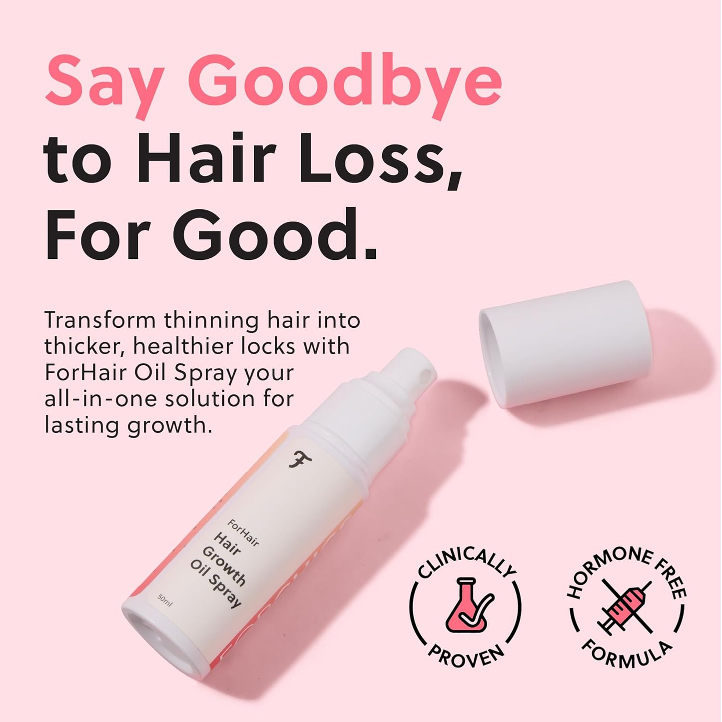 Hair Growth Serum for Women- Results in 4 Weeks- Hormone Free Hair Regrowth Treatment - for Thinning Hair Loss - Fast Absorbing Non-Greasy Scalp Spray 50Ml