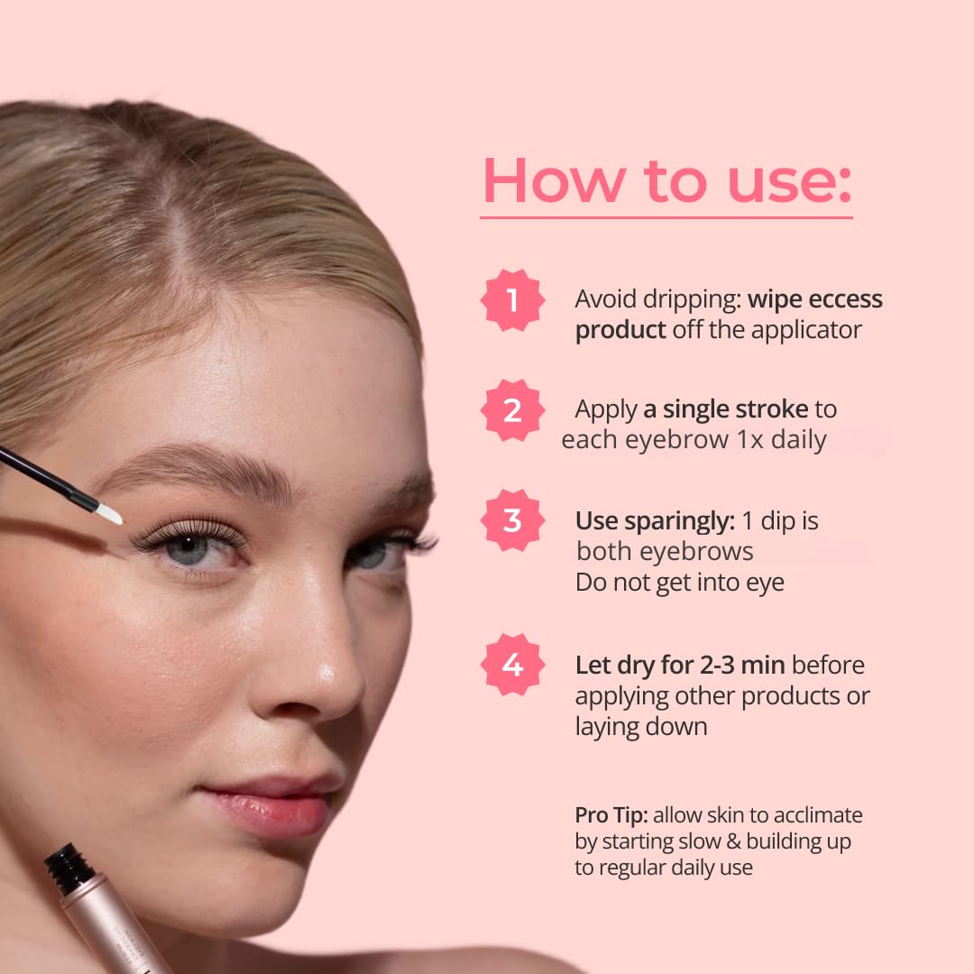 Eyebrow Growth Serum by  - Natural Brow Thickening Treatment with Peptides and Biotin- Hormone-Free, Vegan and Cruelty-Free- Fuller Brows in 2 Weeks- 0.10Oz/3Ml